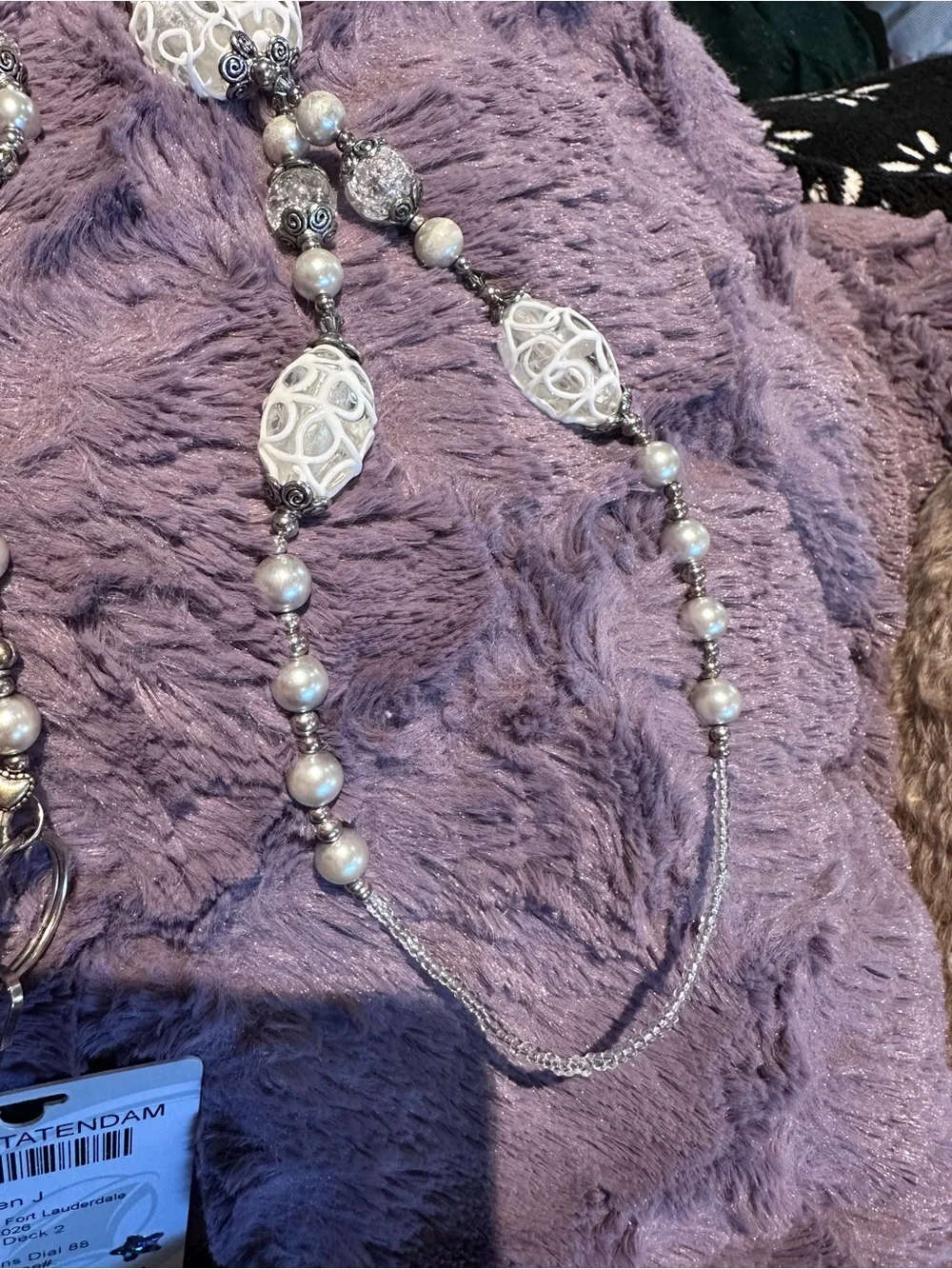 LANYARD Custom Ordered Crystal Silver Pearl use Badges, Cards, Cruise Nurse ❤️ - Picture 8 of 15